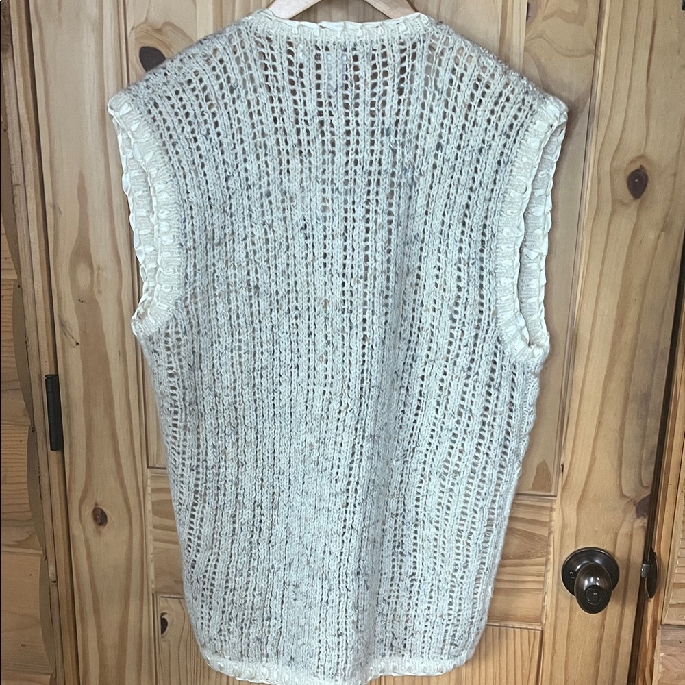 Norm Thompson Vintage Deadstock Patchwork Ivory Wool Blend Knit Sweater Vest - Picture 6 of 6